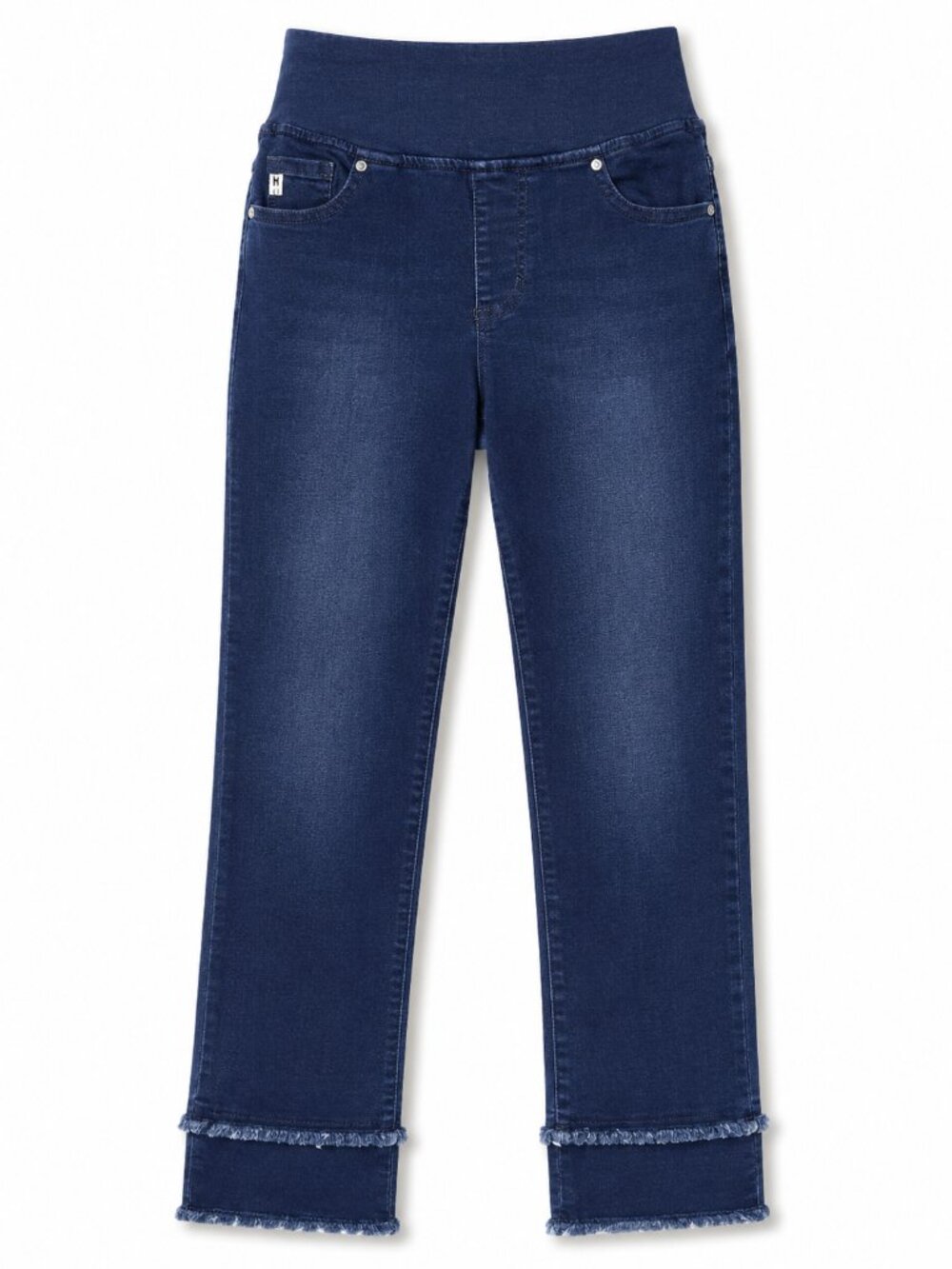 BELLE BY KIM GRAVEL Tripleluxe Pull On Ankle Fray Cuff Denim Blue Jean 6P NWOT - Picture 3 of 8